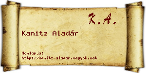 Kanitz Aladár névjegykártya